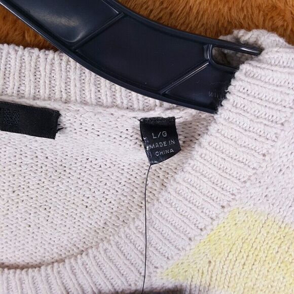 ATM Sweater Mens Large Cream Painted Stripe Pullover Cotton Blend Knit $395 - Picture 3 of 9